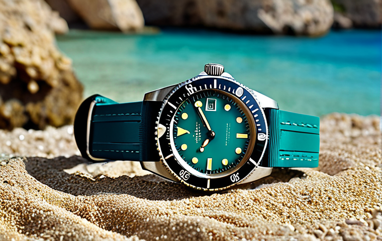 Oris Divers Sixty-Five - Retro Beach Adventure**

"A vintage-style advertisement featuring an Oris Divers Sixty-Five watch. The scene is a sun-drenched beach on Mallorca, Spain, in the 1960s. A scuba diver in classic gear emerges from crystal-clear turquoise water. The Oris watch is prominently displayed on their wrist. Soft, nostalgic lighting. Appropriate content, safe for work, fully clothed, professional photography, perfect anatomy, natural pose, high quality."

**