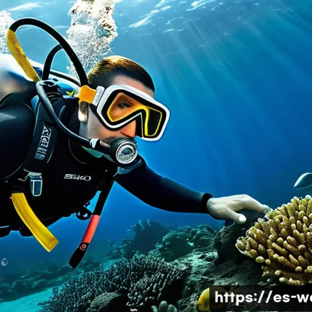 세이코 다이버 시계 추천 모델 - **Underwater Explorer with Vintage-Inspired Seiko Diver**
    "A male diver, approximately 30-40 yea...