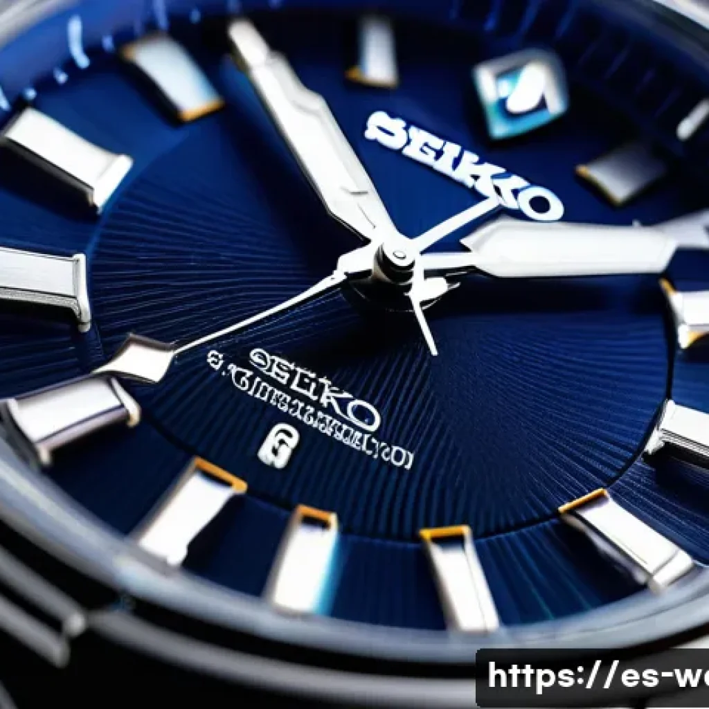 세이코 시계의 기술적 진화 - A close-up, hyper-realistic image of a Seiko Spring Drive watch dial and movement visible through a ...