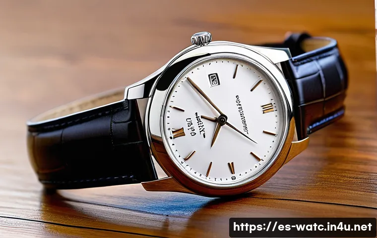패션 시계 고르는 방법 - A sophisticated wristwatch display featuring a close-up of a luxury stainless steel watch with a sap...