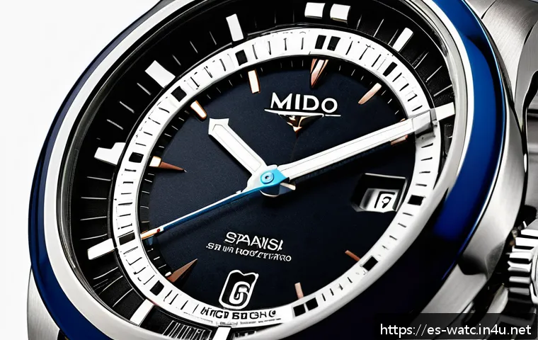미도 시계의 기술 혁신 - A close-up of a luxury Mido wristwatch showcasing its classic yet modern design with a titanium and ...