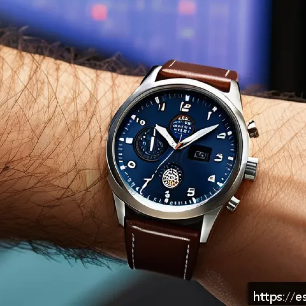 세이코 아스트론 GPS 솔라 시계 - A sophisticated wristwatch resting on a traveler's wrist, showing a sleek, modern design with a poli...