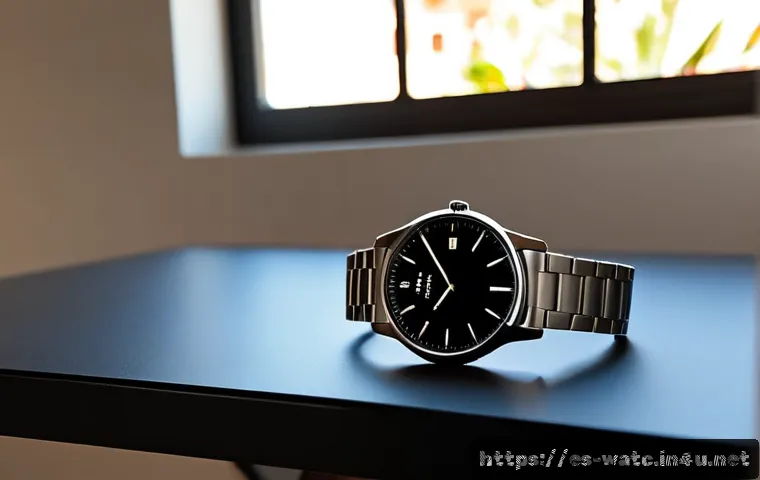 Home 17 티타늄 시계의 장점과 단점 - Photorealistic close-up of an unbranded matte titanium wristwatch resting beside a lightweight titan...